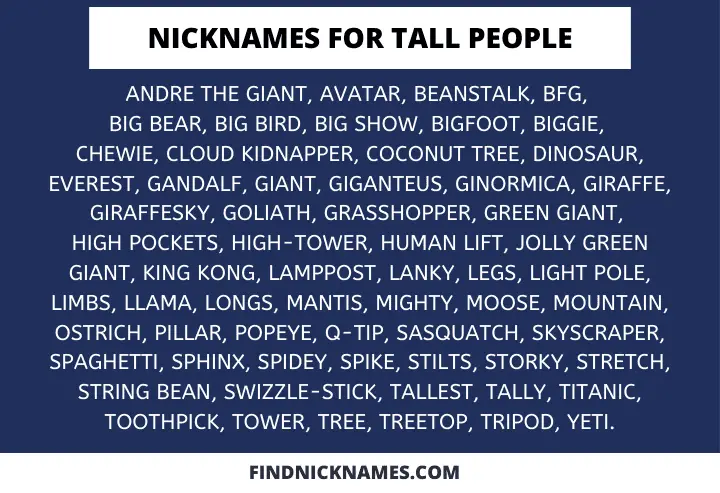 100 Creative Nicknames For Tall People Find Nicknames