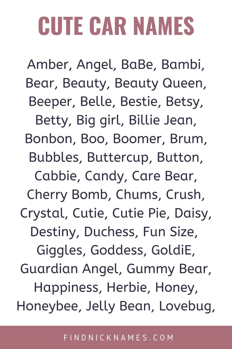 Cute Car Names 170+ Cute Names For Your Car — Find Nicknames