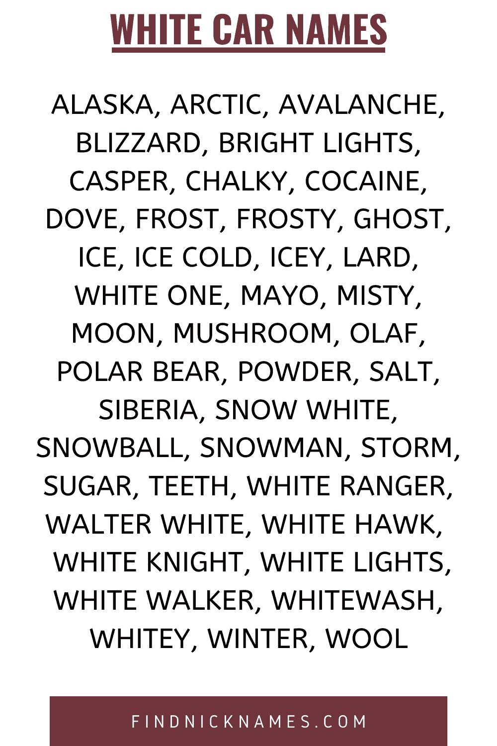 White Car Names 90+ Names for a White Car — Find Nicknames